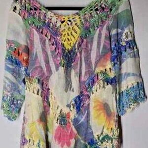 NWOT - Anthropologie Dor Dor Couture - Crochet Colorful Tunic Top - Medium